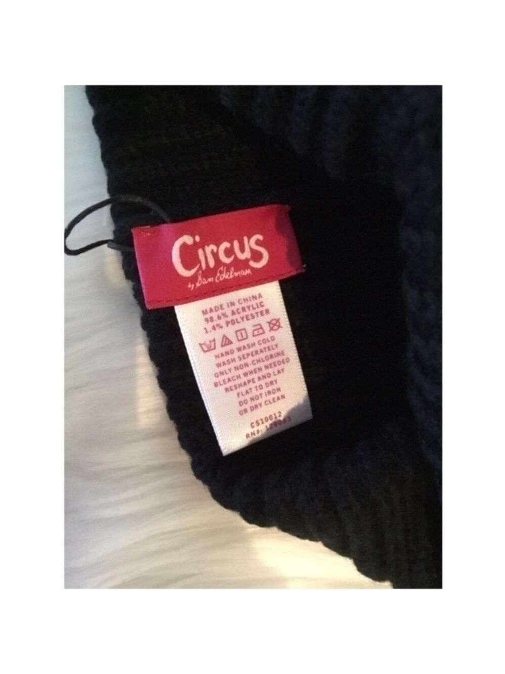 Circus by Sam Edelman Unisex contrast tipping beanie black w/blue metallic trim - Picture 4 of 10